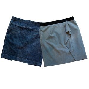 Bundle of TWO Size 14 Skirts, Denim and Grey with Ruffles, Career Work Wear